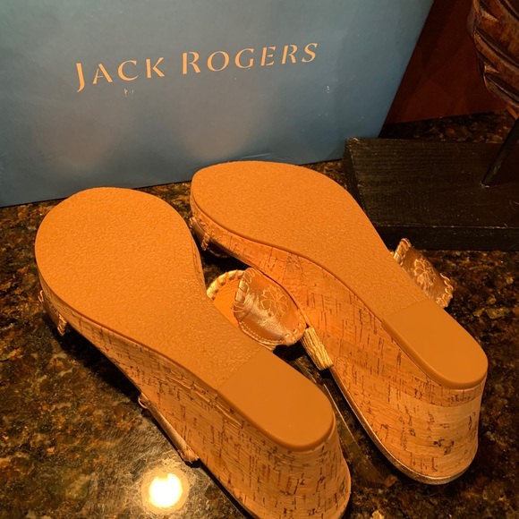 NEW 🌺 Jack Rogers Platinum Wedge Cork Sandal - Picture 5 of 11